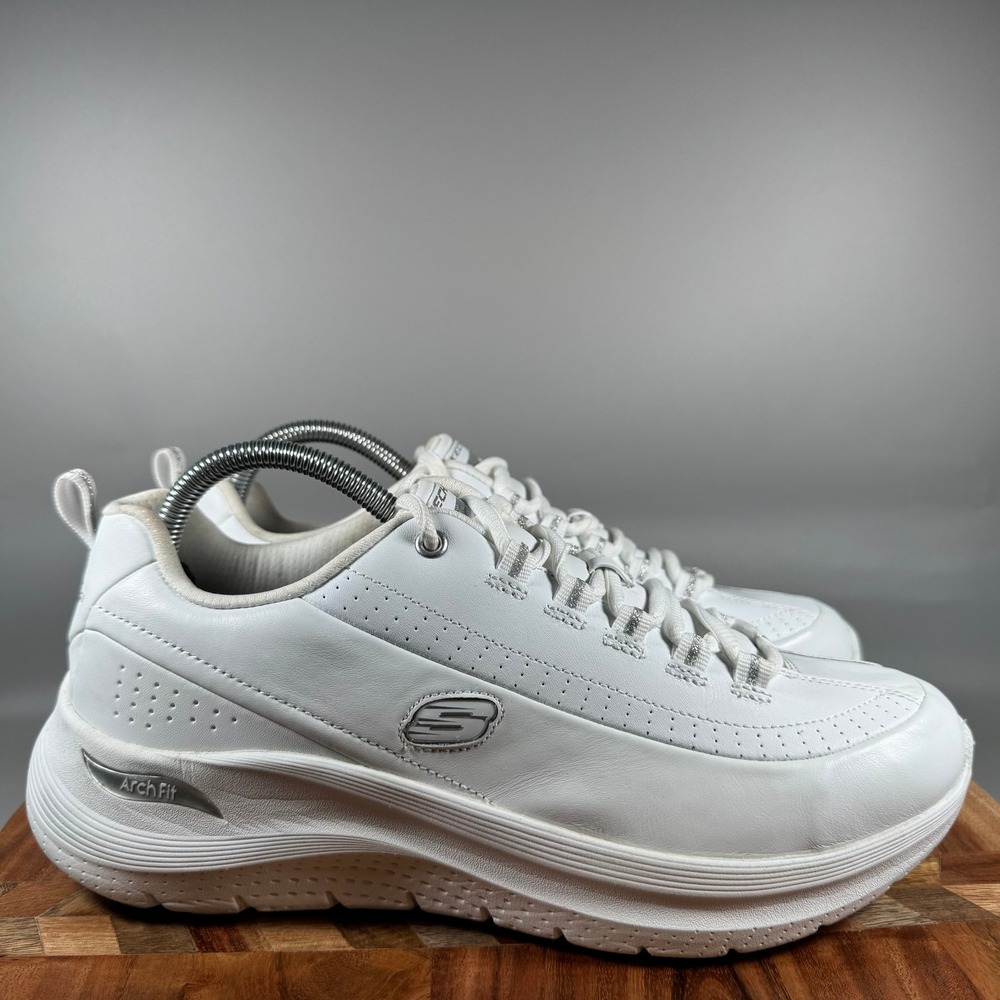 Skechers Arch Fit 150061 White Leather Walking Sneakers Womens 10